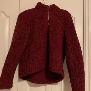 HOLLISTER RED TEDDY QUARTER ZIP